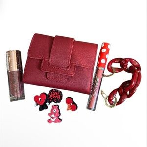 Elegant Red Wallet With Bundle Items